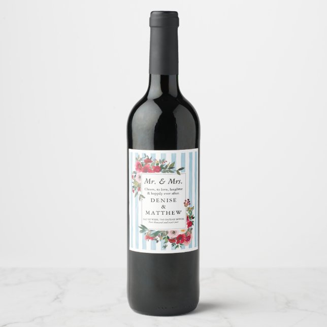 Wild Roses & Spun Sugar Blue Wine Label (Front)