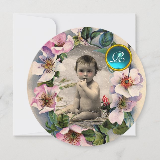 WILD ROSES ,STORK BOY BABY SHOWER PHOTO TEMPLATE (Front)