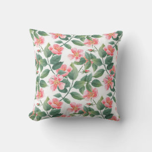 Wild roses watercolor seamless pattern. Flowers, l Cushion