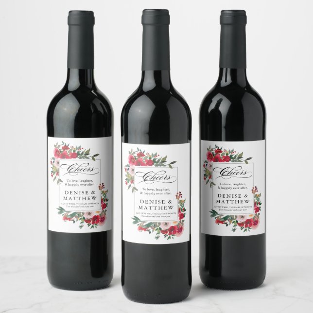 Wild Roses Wine Label (Bottles)