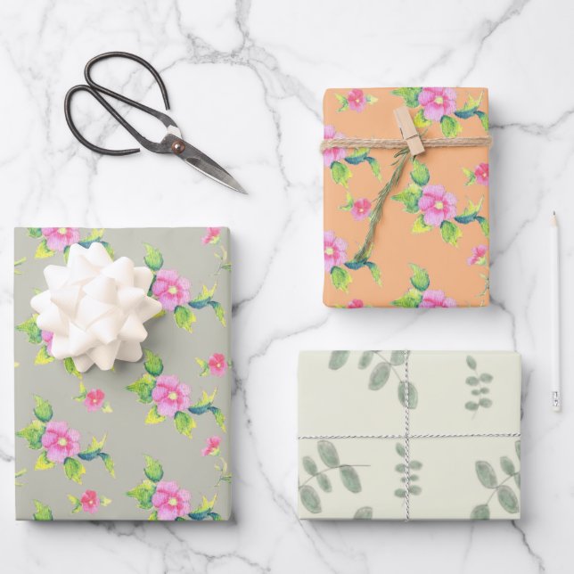 Wild Roses Wrapping Paper Sheet (Front)
