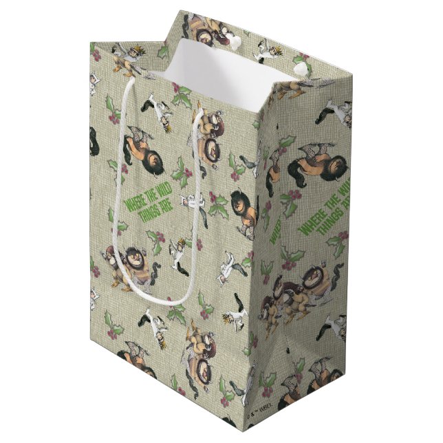 Wild Rumpus Holiday Pattern Medium Gift Bag (Front Angled)