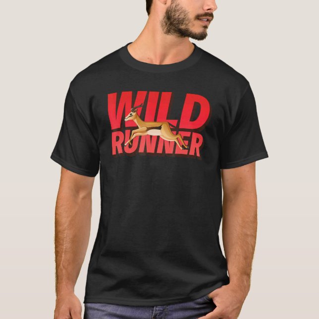 Wild Runner Hunting Gazelle Deer T-Shirt (Front)