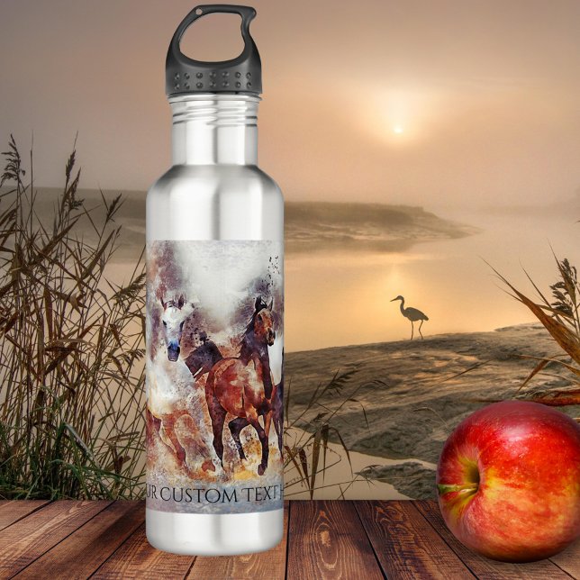 Wild Running Horses Personalized Water Bottle (Creator Uploaded)