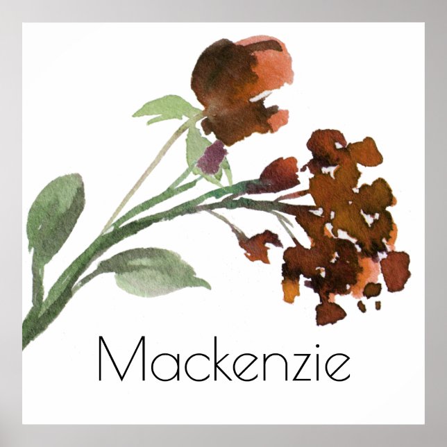 Wild Rustic Flowers | Burnt Orange Bohemian Custom Poster (Front)