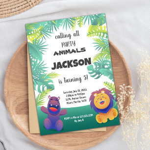 Wild Safari Animal Party Theme for Kids Invitation