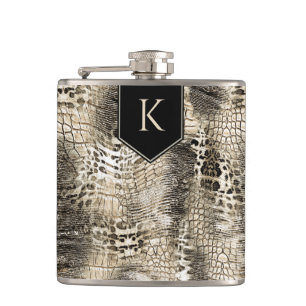 Wild Safari Animal Print with Your Monogram Hip Flask