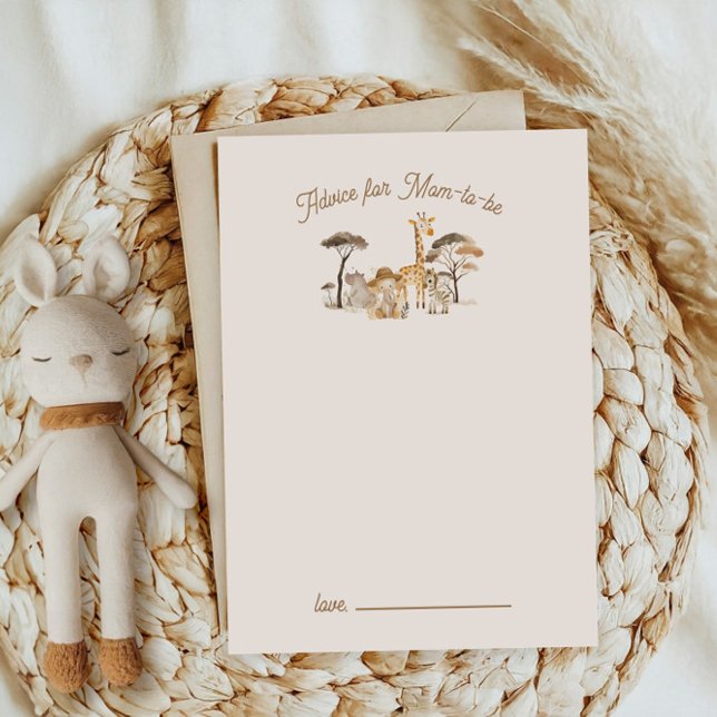 Wild Safari Animals Baby Shower Advice Card (Creator Uploaded)