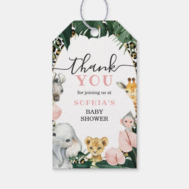 Wild Safari Animals Baby Shower Favour Tag (Front)