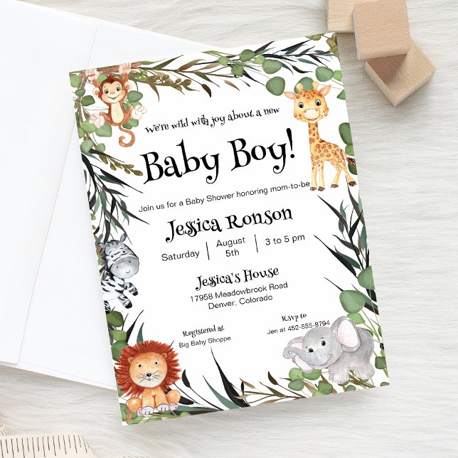 Wild Safari Animals Baby Shower Invitation (Creator Uploaded)