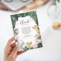 Wild Safari Animals Baby Shower Thank You Card