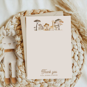 Wild Safari Animals Baby Shower Thank You Card