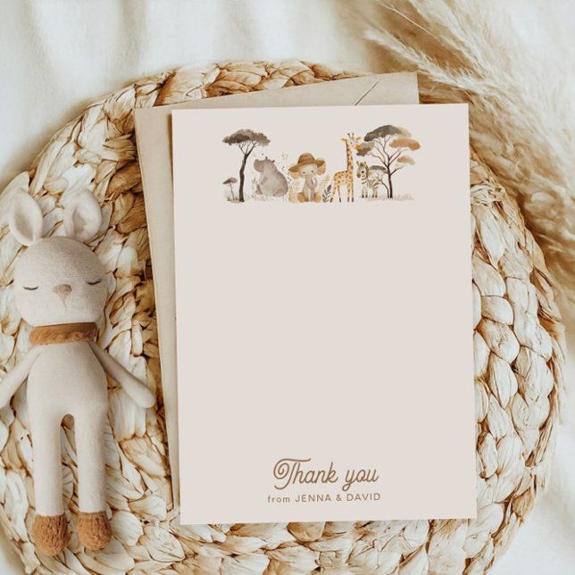 Wild Safari Animals Baby Shower Thank You Card (Creator Uploaded)