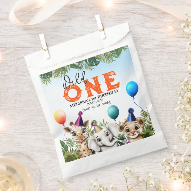 Wild Safari Animals Birthday Party Favour Bags (Clipped)