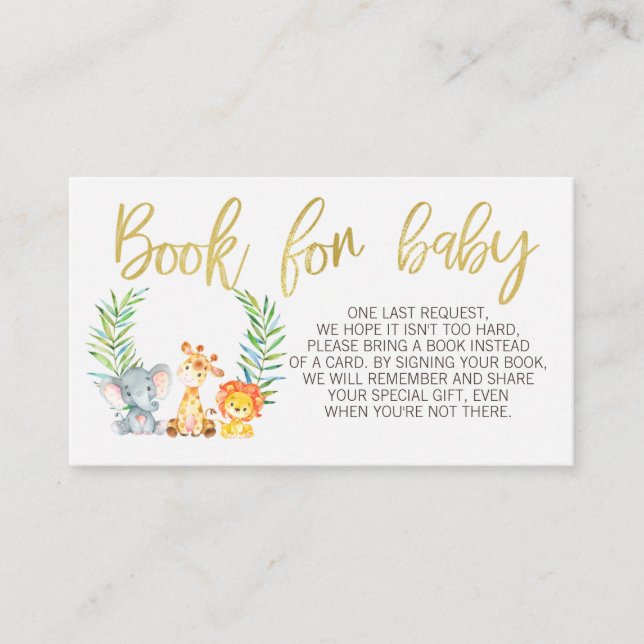 Wild safari animals book request insert (Front)