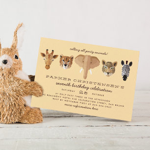 Wild Safari Animals Boys Birthday Invitation