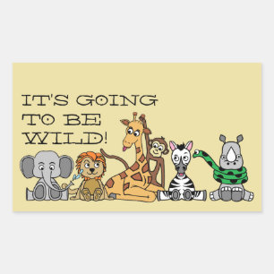 Wild Safari Animals, Children's Birthday Party Rectangular Sticker