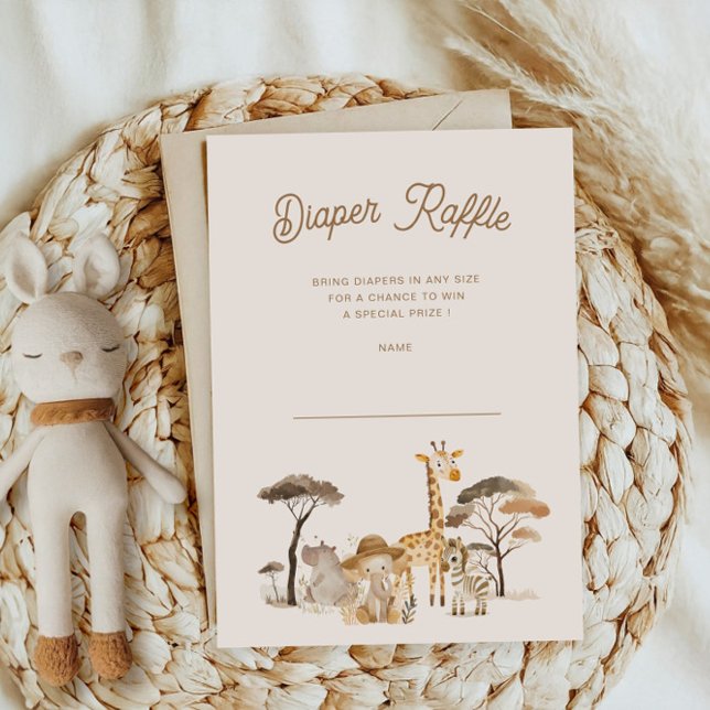 Wild Safari Animals Diaper Raffle Ticket Card (Creator Uploaded)