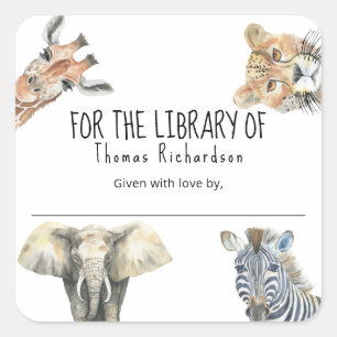 Wild Safari Animals - For the library of Square Sticker