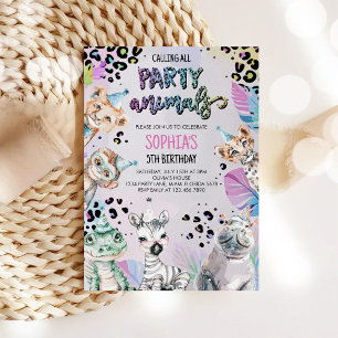 Wild Safari Animals Jungle Birthday Invitation