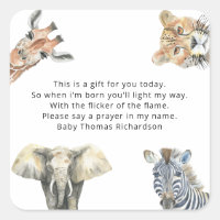 Wild Safari Animals - Prayer candle label