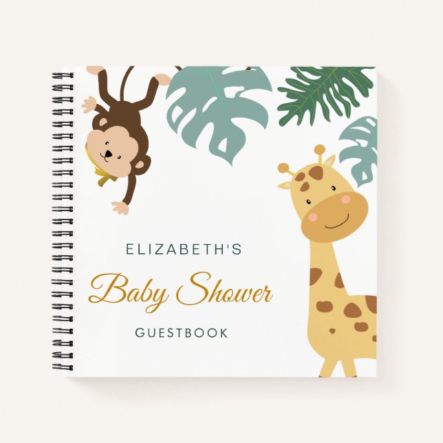 wild safari baby shower guestbook notebook (Front)