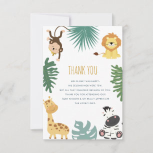 Wild safari baby shower thank you card