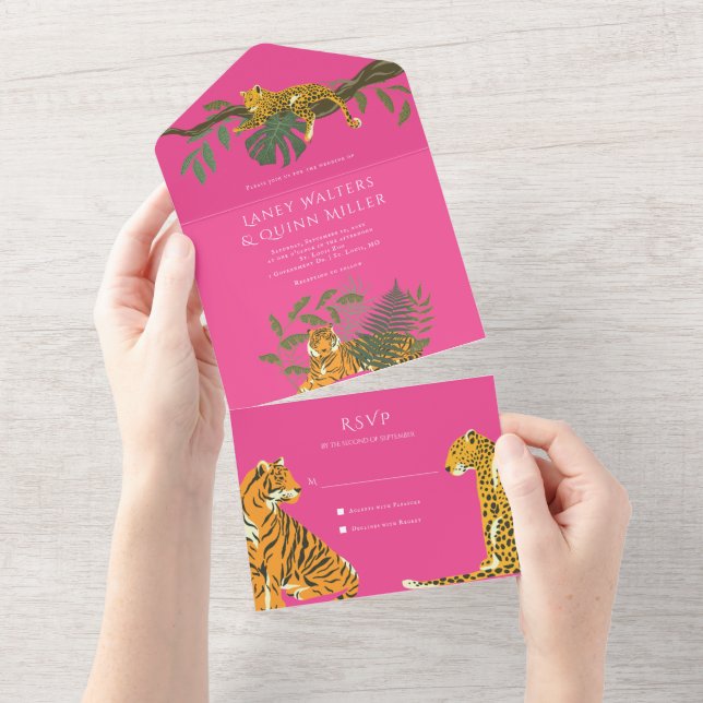 Wild Safari Big Cats Wedding All In One Invitation (Tearaway)