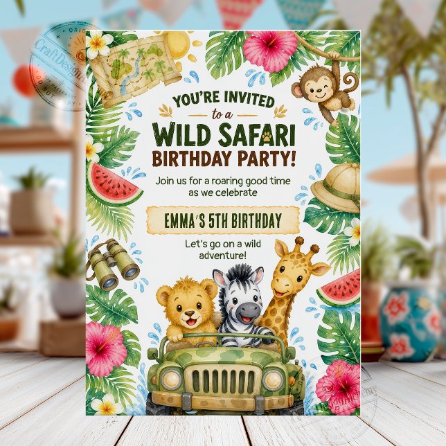 Wild Safari Birthday Party Invitation (Creator Uploaded)