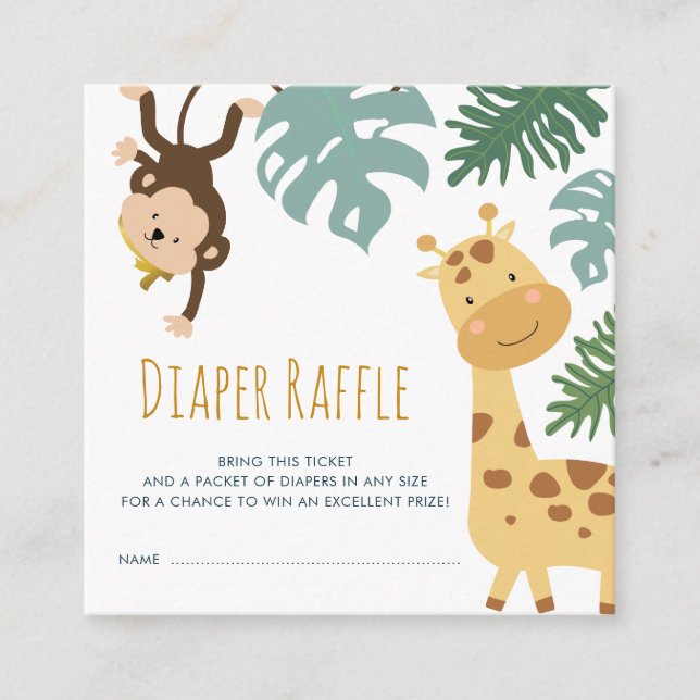 Wild safari diaper raffle ticket enclosure card (Front)