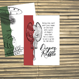 Wild Safari Elephant Rust Red Diaper Raffle Enclosure Card