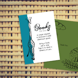Wild Safari Giraffe Teal Books For Baby Enclosure Card
