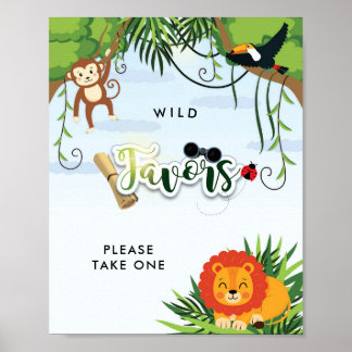 Wild Safari Jungle Animals Baby Shower Favour Sign