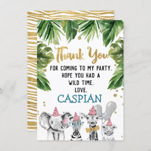 Wild Safari Jungle Birthday Thank You Card