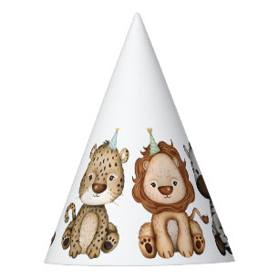 Wild Safari Jungle Zoo Animals 1st Birthday Party Hat