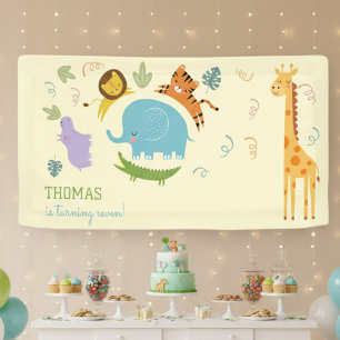 Wild safari kids birthday banner