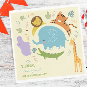 Wild safari kids birthday napkin
