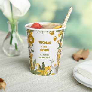 Wild safari kids birthday paper cups