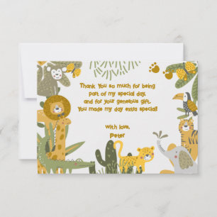 Wild safari kids birthday thank you card