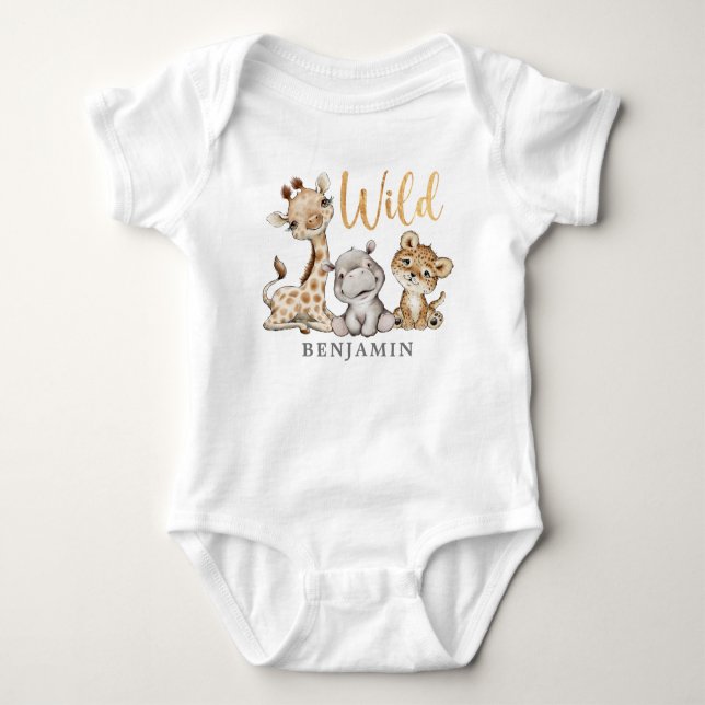 Wild Safari Newborn Baby Bodysuit (Front)