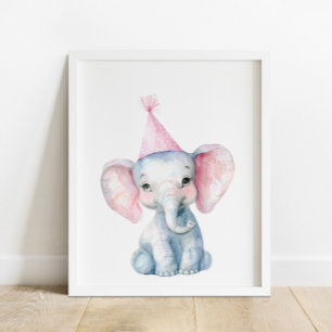 Wild Safari Party Elephant Animals Birthday Poster