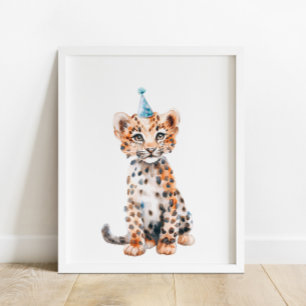 Wild Safari Party Leopard Animals Birthday Poster