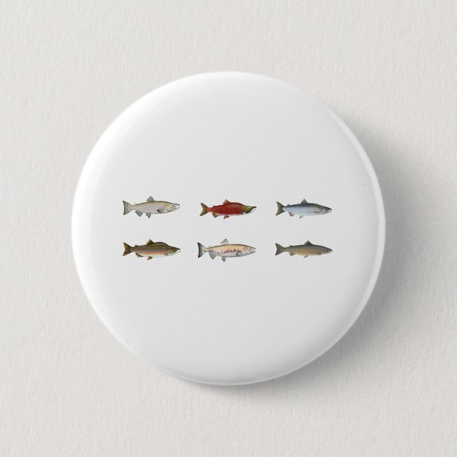 Wild Salmon 6 Cm Round Badge (Front)