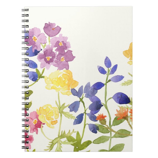 Wild Scottish Watercolour Flowers Spiral Notebook (Front)