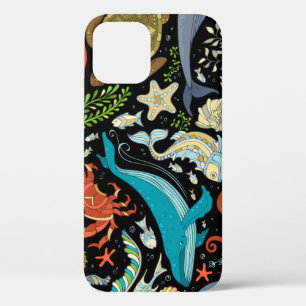 Wild sea life: colourful vintage. iPhone 12 case