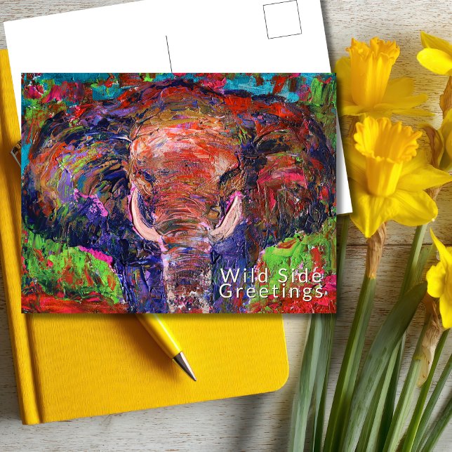 Wild Side Greetings Abstract Elephant Postcard (Creator Uploaded)