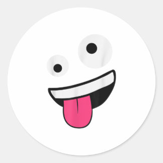 WIld Silly Crazy Eyes Zany Face Emojis Hallo Classic Round Sticker
