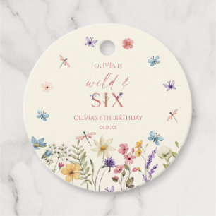 Wild & Six Wildflower 6th Birthday Party Favour Tags