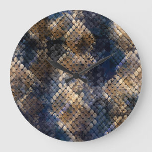 Wild Snakeskin Watercolor Seamless Design Large Clock