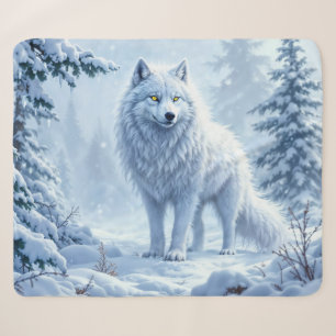 Wild snow wolf predator nature winter art sherpa blanket
